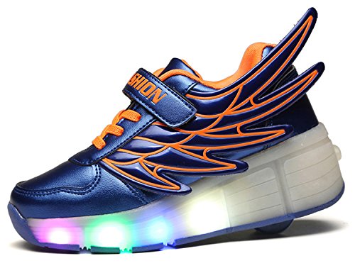 ECOTISH Deportivas Azul Metalizado y Naranja con Luces LED Niño