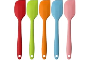 KUOU 5 Pieces Silicone Spatula, 500°F Heat Resistant Rubber Spatulas Non-Stick Baking Spatula Silicone Kitchen Utensils for Cooking, Baking and Mixing (21cm / 8.2inch)