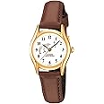 Casio Womens Quartz Watch, Analog Display and Leather Strap