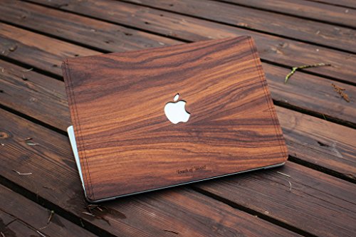 pop-items Macbook Cover, hochwertiges Wood Design, Holz Muster Aufkleber, Folie, ausgespartes Apple Logo, abziehbarer Sticker, Vinyl Skin für Macbook (13 Air, holz dunkel) - 2
