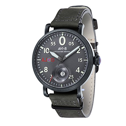 AVI-8 Men's Special Edition Quartz Lancaster Bomber with Grey Dial and Grey Leather Strap AV-4049-04