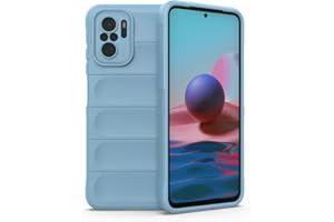 RankOne Airbag Funda de Silicona Líquida para Redmi Note 10S / Redmi Note 10 (4G) / Poco M5s (6.43" Inches) - Azul Claro