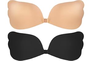 Tacilin 2 Pares Sujetador Invisible Sin Espalda, Sujetador Adhesivo Mujer Reutilizables Sin Tirantes Silicona Push Up Bra para Vestidos, Vestidos de Noche, Boda