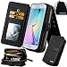 Produktbild S6 Edge Case, Galaxy S6edge Case, DRUnKQUEEn Premium Zipper Wallet Leather Detachable Magnetic Case Purse Clutch Removable Case with Black Flip Credit Card Holder Cover for Samsung Galaxy S6 Edge