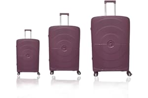 Max Star Juego de Maletas de Viaje 3 Piezas, MS636, Ruedas 360º, Material Resistente,Polipropileno, Impermeable, Resistentes, Ligeras, Gran Capacidad, Maleta Cabina, Mediana, Grande (Morado)