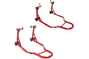 Cruizer Lot de crics lève-moto universels avec attaches à cônes à l’avant et à fourches à l’arrière, roues sous-jacentes et barres de renfort latérales