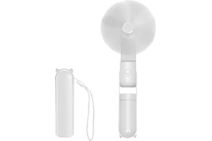 Jsdoin Mini Ventilateur Portable, Pliable Rechargeable Main USB Portatif Portable Ventilateur De Bureau, 3 Vitesses Avec Batterie Externe, pour Bureau, Extérieur(Blanc)
