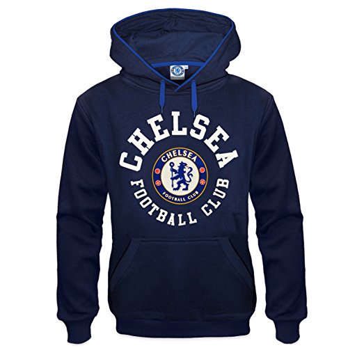 Chelsea FC - Sudadera oficial con capucha para hombre - Con el escudo del club - Forro polar - Azul - Azul marino - XL