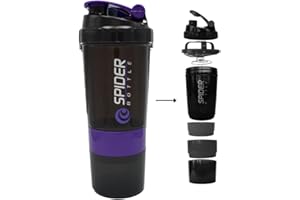 GENERISCH Protein Eiweiß Shaker mit Pulverfach Becher 500ml Hand erstklassige Mischfunktion inkl. Infusion Sieb | garantiert auslaufsicher |BPA frei bester Gymshaker für Fitness Eiweißshake, Lila