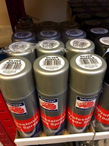 4 X TETROSYL 500ML SILVER WHEELS AEROSOL SPRAY PAINT CAR WHEEL REFURB TRADE RIM