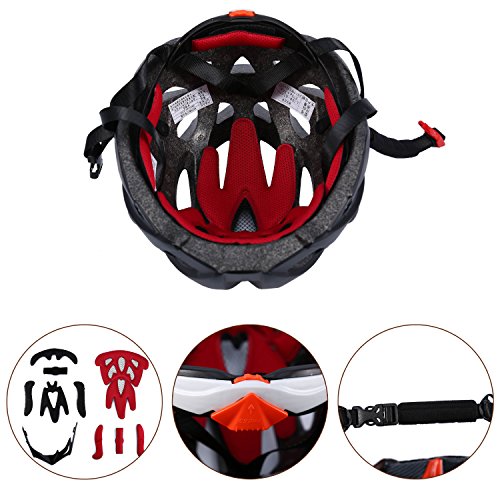 Rightvp Fahrradhelm, Erwachsener Fahrrad-Sturzhelm-Fahrrad-Sturzhelm-Reithelm Road, Mountainbike Helm, schwarze Farbe, M (55-58cm) - 5