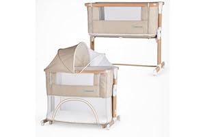 bebe2luxe Leo 3 en 1 – Cuna colecho Regulable en Altura, Cama de bebé Segura y Parque Infantil Modular, Desde Nacimiento hasta 36 Meses – Beige