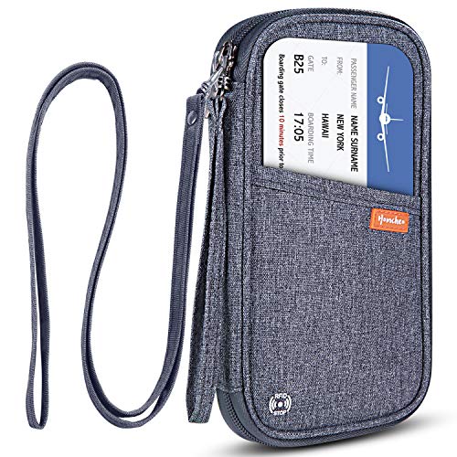 Family Passport Wallet Holder Waterproof, Travel Document Organizer Credit Card Clutch Bag for Men Women (Gray-02)