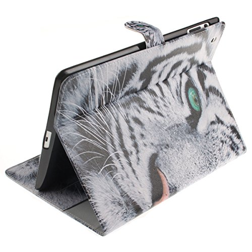 iPad 4 Lederhülle – Felfy Slim Full Body Weiß Tiger Sharp Grünen Augen Muster PU Case Cover Etui Schutz Hülle Tasche für Apple iPad 2 / iPad 3 / iPad 4 + 1x Koala Anti Stöpsel + 1x Black Stylus - 6