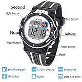 Kinder Digitaluhr,Jungen Mädchen Sport Armbanduhr Wasserdichte LED Multifunktions Armbanduhr für Kinder mit Alarm (Schwarz)