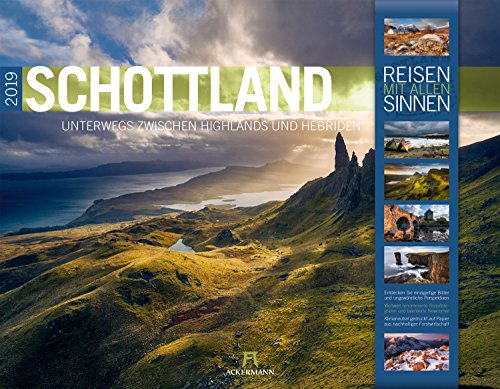 Schottland 2019, Wandkalender im Querformat (54x42 cm) - Reisekalender mit Monatskalendarium (Reisen mit allen Sinnen)