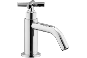 PaulGurkes Kaltwasser Standventil Kreuzgriff Armatur Wasserhahn für Gäste WC Badarmatur für einen Wasseranschluss Kreuzgriff Hahn