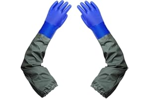 YONG-SHENG Guanti Gomma Lunghi, Industriali Elastici Guanti Lattice Lunghi,Protettivi Lunghi Proteggono le Mani da Olio, Soluzioni Acide e Alcaline, Sostanze Chimiche e Idrocarburi (Blu)