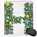 Produktbild Mouse Mat Stitched Edges, Uppercase Letter H Pine Tree Pattern With Christmas Celebration Theme Stars Image,Gaming Mouse Pad Non-Slip Rubber Base