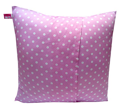 Kissenhülle 40 X 40 cm “ Prinzessin Treff Kutsche“ Kissenbezug für Kissen 100 % Baumwolle BW Handmade Kinderzierkissen Rosa Pink Märchen Prinz Schloss Rosa Punkte - 3