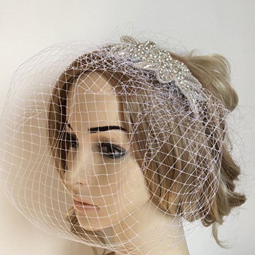 MagiDeal Damen Eleganter Vogelkäfig Schleier Fascinator mit Strass - 9