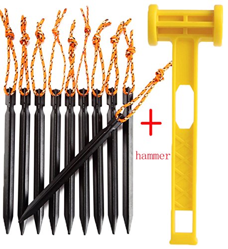 T-wilker Estacas de Campaña, 10pcs Estacas Piquetas Aluminio de 7inch para Tienda de Campaña y Cuerdas Reflectantes para Senderismo Acampada Montañismo