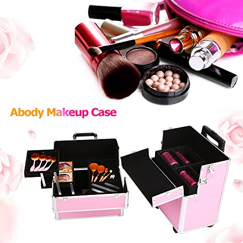 Abody Cosmetic Zug-Kasten-Verfassungs-Speicher-Organisator Ausziehbare Maskenbildner Fall Rollen Locking Fall mit Tabletts Schwarz - 6