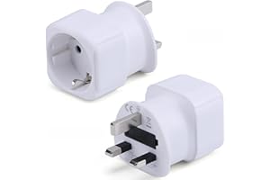 POWERSKY Zestaw 2 adapterów Niemiec na Anglię, adapter podróżny UK typ G, wtyczka podróżna, adapter do gniazdka, do Wielkiej Brytanii, Irlandii, Malezji, Dubai, Singapuru, Hong Kongu, Arabii Saudyjskiej