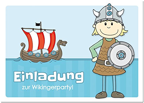 10 Einladungen zum Kindergeburtstag „Ingvar der Wikinger“ für Jungs / Jungen - 3