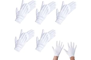 aqlbhz 5 Pairs White Cotton Gloves, Cotton Gloves for Eczema & Dry Hands (L)