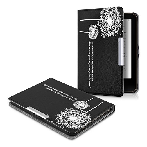 kwmobile Hülle für Tolino Vision 1 / 2 / 3 / 4 HD – Flipcover Case eReader Schutzhülle – Bookstyle Klapphülle To the world Design Weiß Schwarz - 5