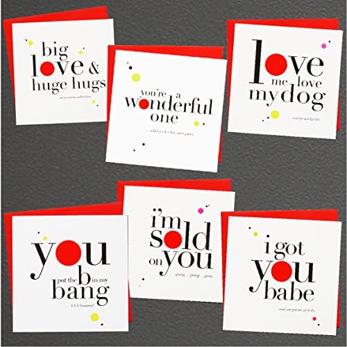 10 Pack Greetings Anniversary Valentines Day Love Assorted Blank On The Inside Note Cards - Greeting Card Bulk Box Set - 10 Bright Sold On You Notecards With Poppy Red Envelopes Included 150mm x 150mm