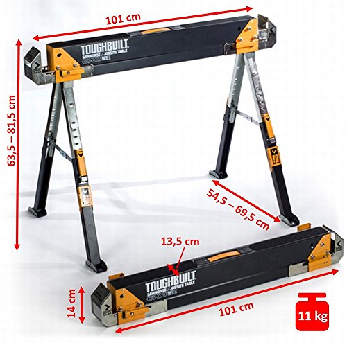 1 Paar Toughbuilt C700 Arbeitsbock Sägebock höhenverstellbar bis 1.300 kg belastbar - 6