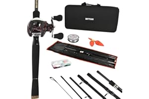 BNTTEAM Baitcasting Reel and Rod Combos Hard Carbon Fiber Telescopic Portable Hand Artificial Lures Fishing Line Travel Surf Saltwater Freshwater Boat