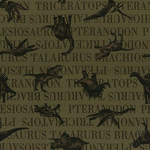 Fat Quarter Dinosaur Images And Names Cotton Linen Mix Quilting Fabric Japanese