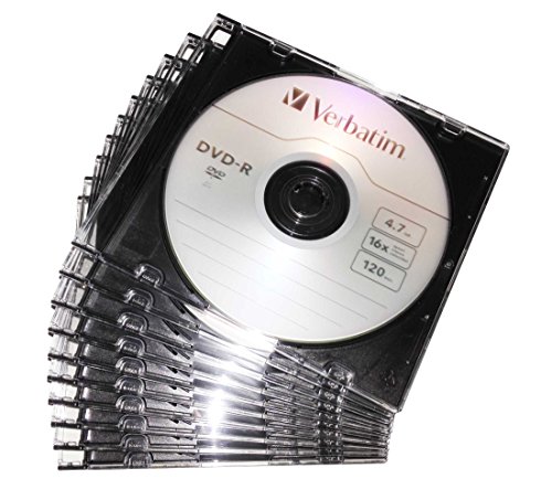 10er Pack Verbatim AZO DVD-R 4,7GB 16x Rohlinge in Slim CD Hüllen schwarz verpackt