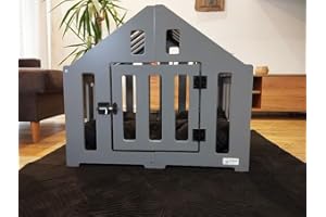 PET WORLD DESIGN Gabbia per cani, gatto, casa per cani in legno M 74 x 53 x 64 cm Grigio