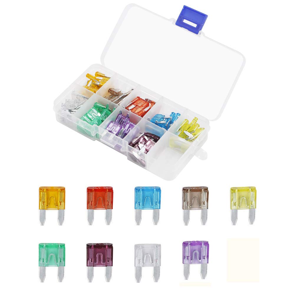 AHL 90pcs Mini Blade Fuse Assortment Auto Car Motorcycle SUV Fuses Kit 5A 7.5A 10A 15A 20A 25A 30A 35A 40A
