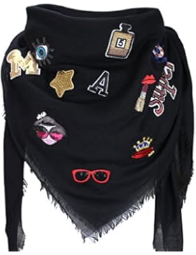 XXL PATCHES Damen STICKER Karo Schal Tuch Deckenschal Karoschal Halstuch Fashion Plaid