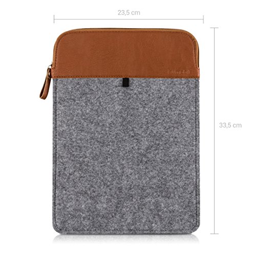 kwmobile Laptoptasche Filz Sleeve für 11″ 11,6″ Laptop Notebook – Notebook Tasche Schutzhülle Laptop Case Hülle in Grau Braun Innenmaße: ca. 33 x 23,5 cm - 2