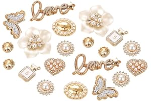 GIEEU Lot de 20 breloques de chaussures amovibles pour sabots, breloques décoratives de chaussures, motif fleur en cristal, amour, papillon, cœur, accessoires de chaussures pour femmes et filles, taille