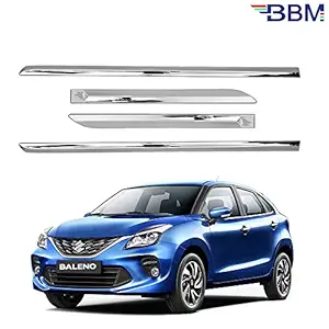 BBM Car Door Body Paint/Scratches Protection Full Chrome Side Garnish Beading Moulding for Maruti Suzuki Nexa Baleno [Set of 4] 2017 2018 2019 2020
