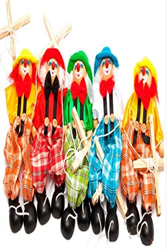 5 Pull rope doll marionette puppet toys for children early childhood educational toys (Red)