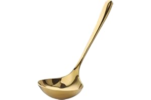 GENERIC Złota Chochla do Zupy, Chochla Kuchenna ze Stali Nierdzewnej z Długim Uchwytem do Gotowania w Domu