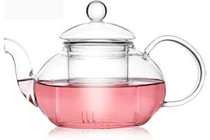 TAMUME 600ML Classico Teiera di Vetro con Infuser Vetro Setaccio e Cap