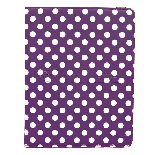 MadCase Apple iPad 4 (mit retina display) Stilisch Muster PU Leder Rotierend Smart Ständer Schutzhülle – kompatible mit iPad 2 und iPad 3 einschließlich Displayschutzfolie & Eingabestift – Gepunktet – Dunkel Lila - 8