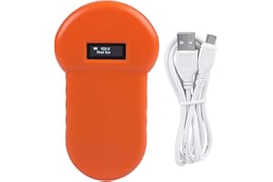 Bewinner Lettore di identificazione Animale, 134.2Khz con Display LCD, Conforme allo Standard ISO 11784/85, Lettore di schede di Memoria Esterna USB Buzzer con Lettore RFID Incorporato