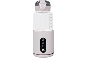 Hoapin Flaschenwärmer für Unterwegs, Flaschenwärmer Baby Unterwegs Akku 5200 mAh Tragbarer Babykostwärmer 30 W mit konstanter Temperatur 37-55 °C, 300 ml Fassungsvermögen (Weiß)