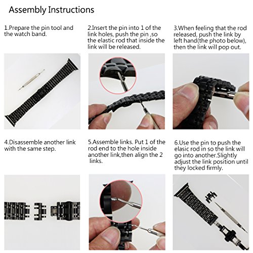 Für Apple Watch Armband 42mm Silber,Rosa Schleife® Edelstahl Metall Apple iWatch Armband Uhrenarmband Replacement Strap Armbänder mit Metallschließe für Apple Watch Sport & Edition Alle Versionen (nur für alle 42mm Versions) - 8