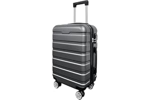 Panana 20/24/28" Modern Design Hard Shell Cabin ABS Suitcase 4 Wheel Luggage Trolley Case Lightweight (Silver-Grey, 20" Small)